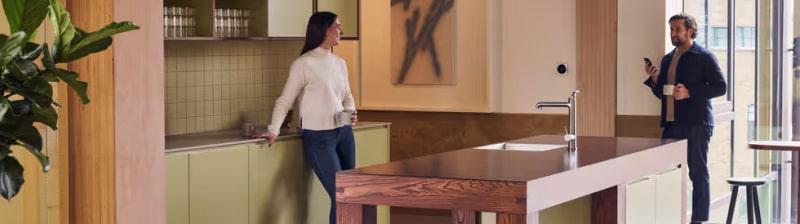 People chatting in a London office